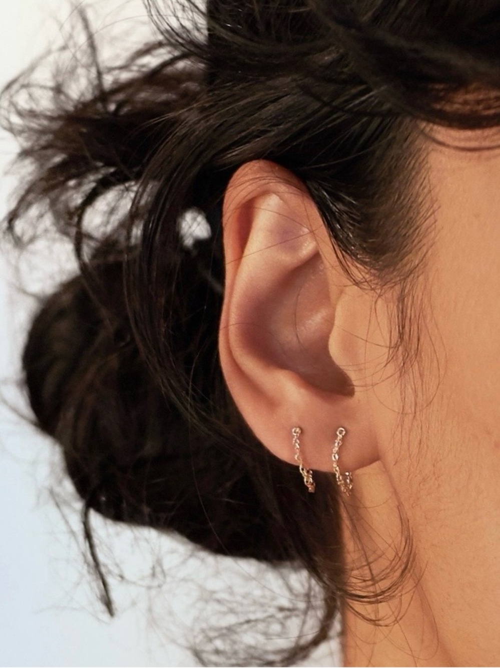 Catbird Sweet Nothing Gold Chain Stud Earring (Single) 14k Yellow Gold - Picture 5 of 8